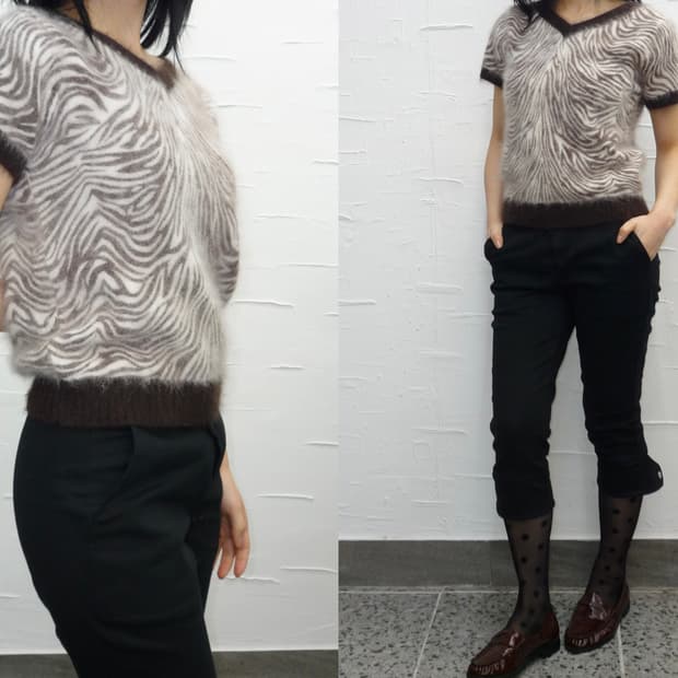 leopard angora knit top