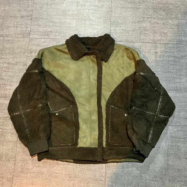 일본빈티지 Sly 올드스쿨아메카지 혁오풍너드 배색 무스탕자켓