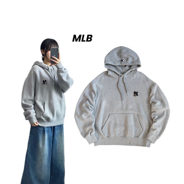 MLB 양키스 빅로고 후드티 그레이