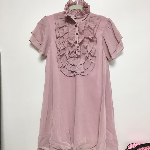 레이스 벌룬 블라우스 원피스