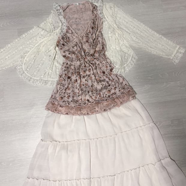 빈티지 세트 슬리브리스, 레이스 가디건 모리걸 페어리 오리엔탈