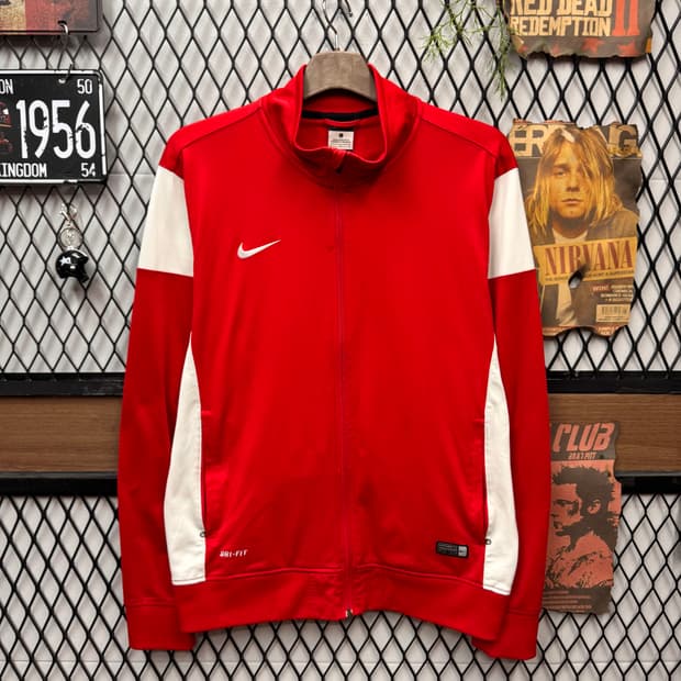 2014 나이키 사이드라인 트랙 자켓 전면 로고 포인트 레드 화이트