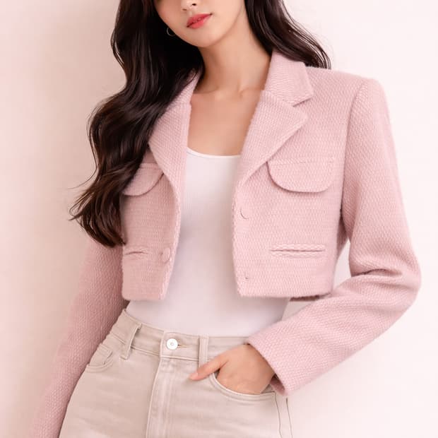 로랑(LAURENT) 텍스처 크롭 퍼 자켓