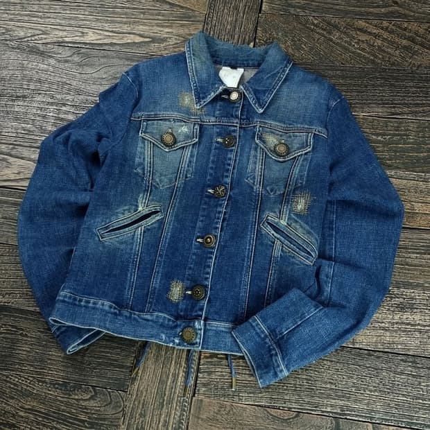 [저스트까발리] 뒷판 레이스 빈티지 데님 자켓 P01308