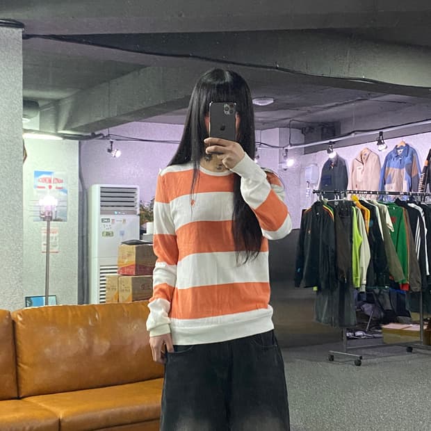 폴로랄프로렌 스포츠 포니로고 코랄 스트라이프 니트 B4533