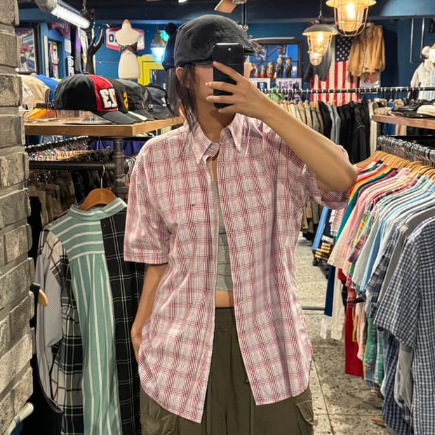 TOMMY HILFIGER 타미힐피거 카라 체크 반팔 셔츠