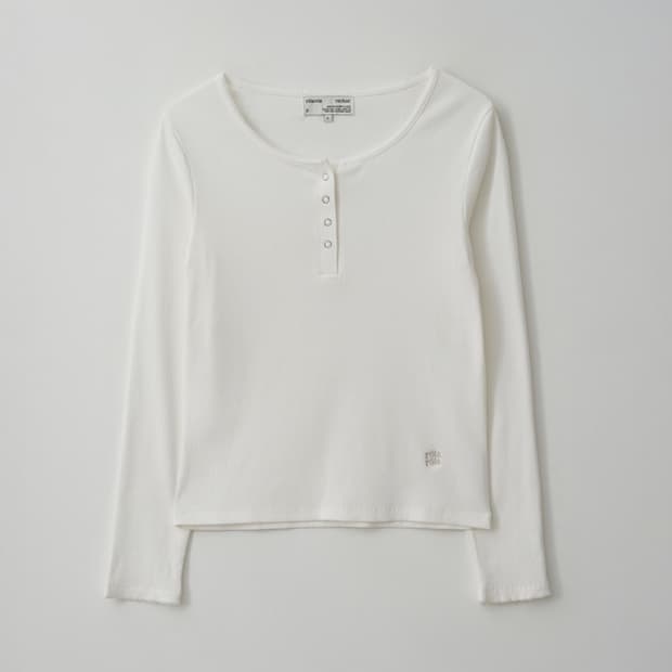 로라로라 NUBASIC BUTTON LONG SLEEVE T-SHIRT 