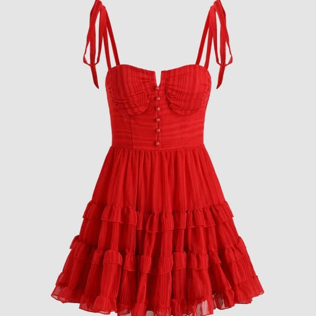 [새상품] 샵사이다 러플 레드 원피스 바캉스 휴가룩