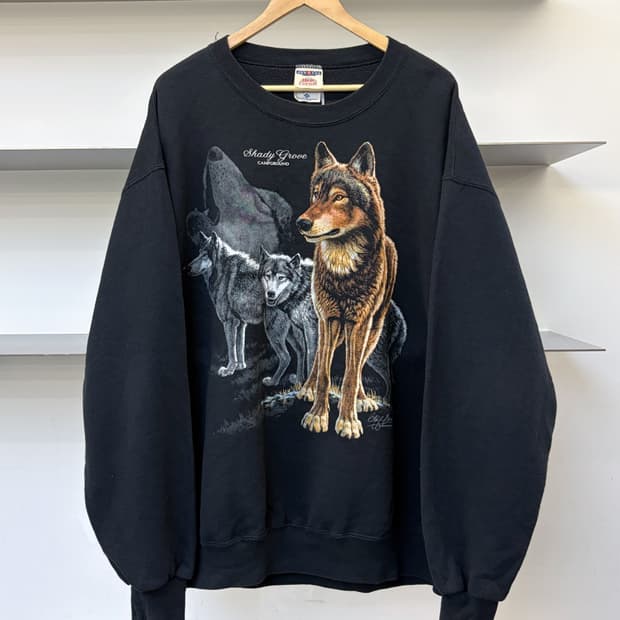 Jerzees 90s USA 커프 보나미에 울프 팩