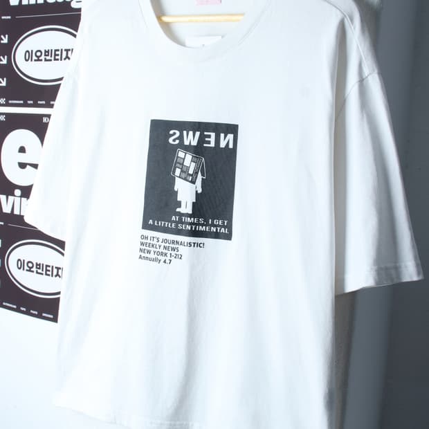 W(L-XL) 테이크이지 반팔 티셔츠 루즈핏 세미크롭 화이트-H32560