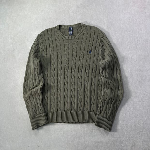 100 폴로랄프로렌 카키 꽈배기 니트