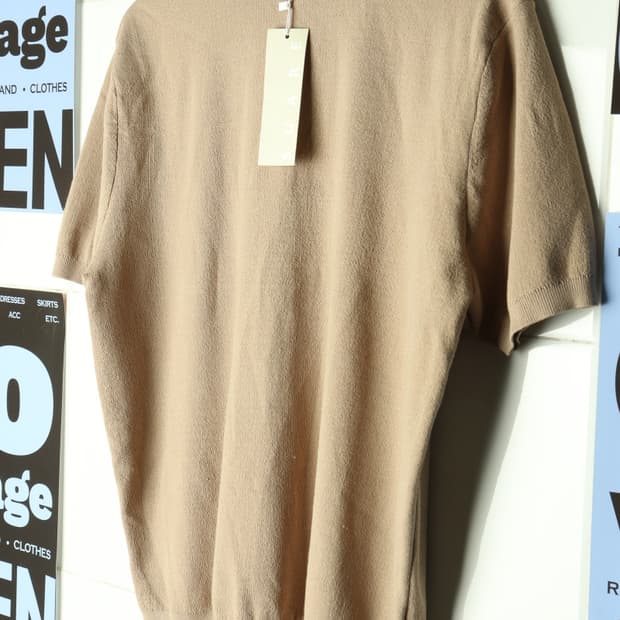 (L-XL) 수아레 반팔 티셔츠 니트 베이지 새상품-7AFD