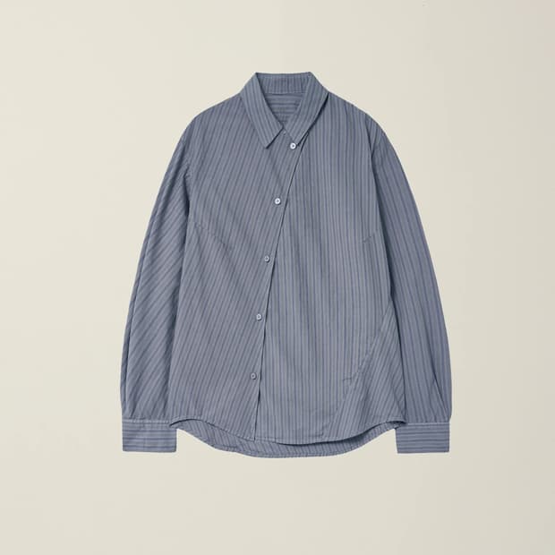 누마레 EE 커브드 스트라이프 셔츠 블루