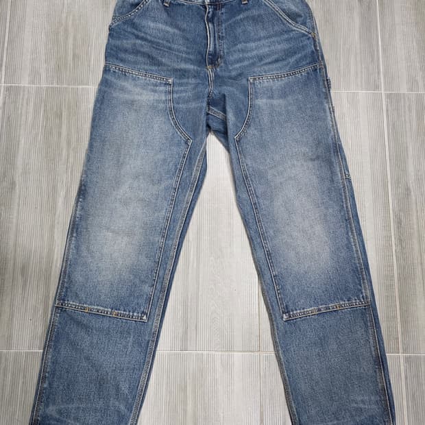 칼하트WIP 더블니 팬츠 스미스 (Blue Worn Used Wash)