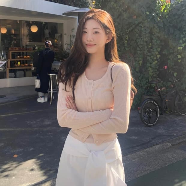 제니오 글로우 가디건 피치 (다른 컬러로 교환 가능)