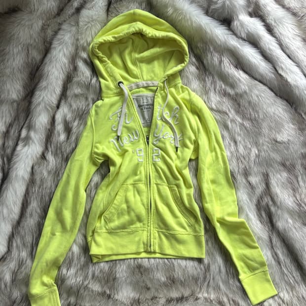 빈티지 아베크롬비 라임 그린 딱붙 후드집업