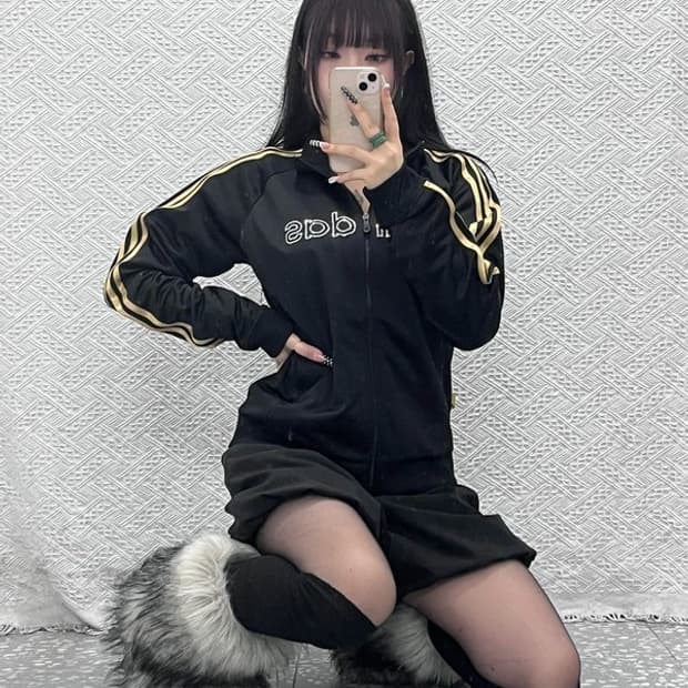 아디다스 Y2K 레트로 00's 큐빅로고 져지 집업 100 C10561