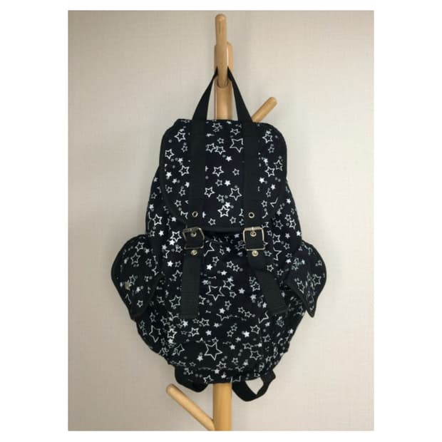 빈티지 블랙 별 무늬 패턴 백팩