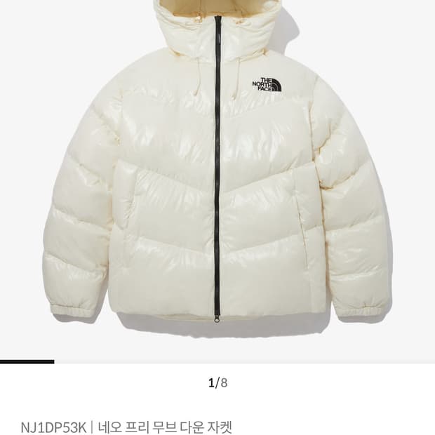 노스페이스 네오 프리 무브 다운 자켓 (크림 유광 패딩 105사이즈)(새