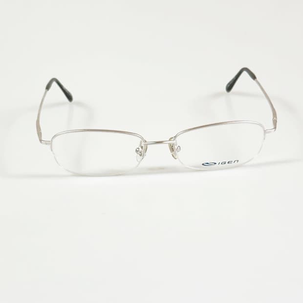 IGEN 실버 메탈 반무테 스퀘어 프레임 빈티지 안경