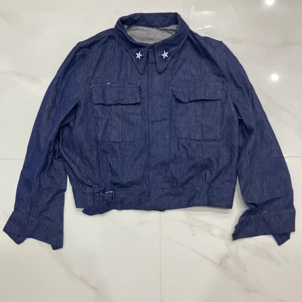 70s Italian navy 데님 배틀드레스 자켓