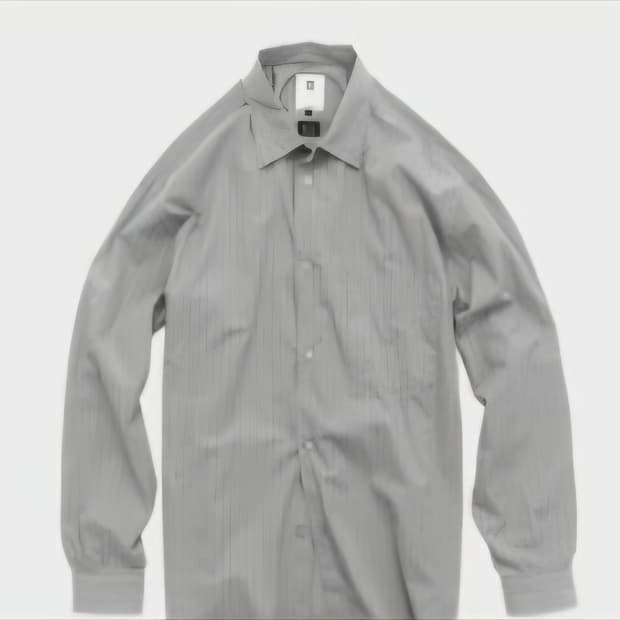 3) 폴리테루 루즈드 스트라이프 셔츠 워시드 그레이