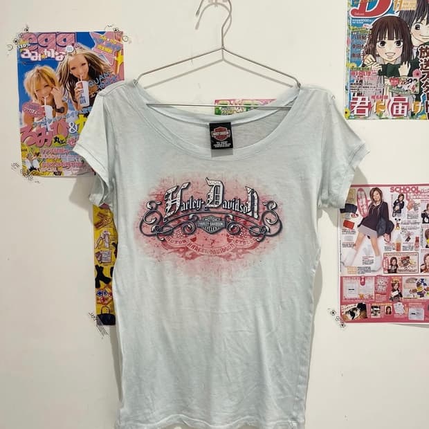 Printed Sky Blue Slim Short Sleeve Tee