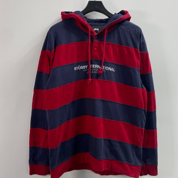 스투시 후디드 스트라이프 럭비 셔츠 (on.732)