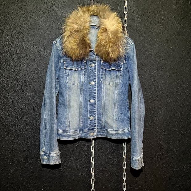 Denim Fur Collar Jacket – Light Wash 