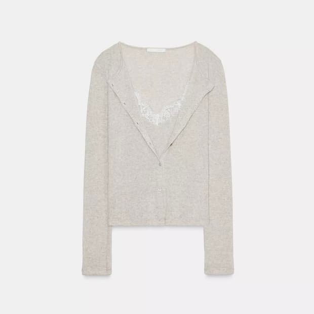 자라 레이스 콤비 탑 재킷 (샌드 그레이 /L 사이즈)