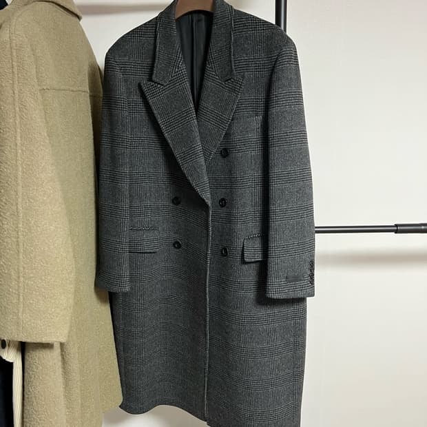 Mngu 체크 더블코트