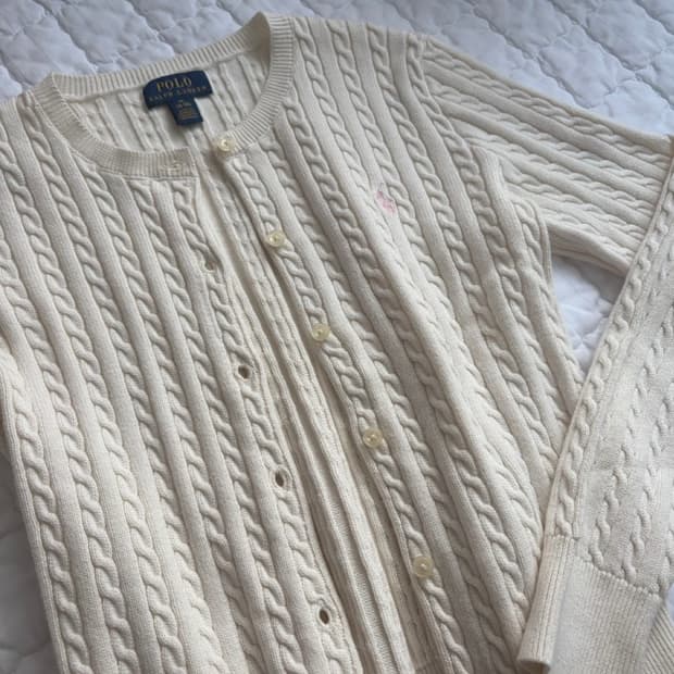 새상품 폴로 랄프로렌 케이블 니트 가디건 M (마른 44 추천)