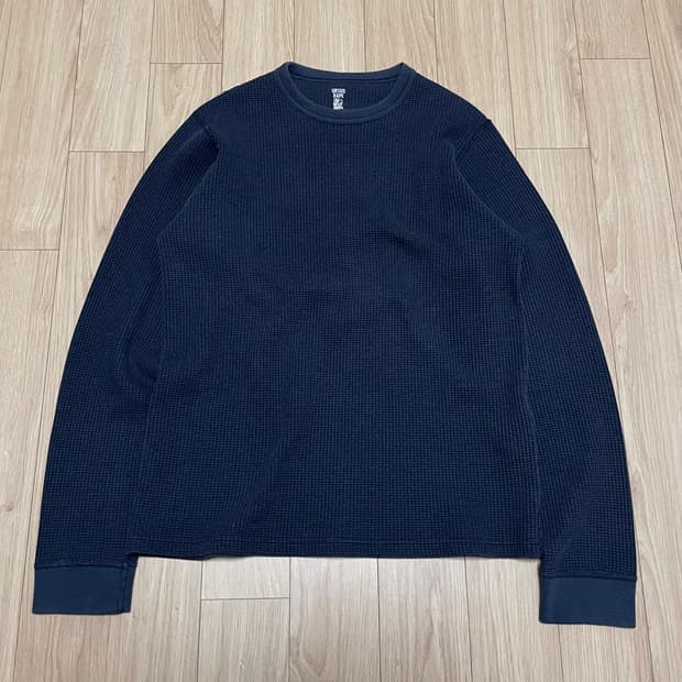 베이프 와플 써멀 긴팔티 네이비