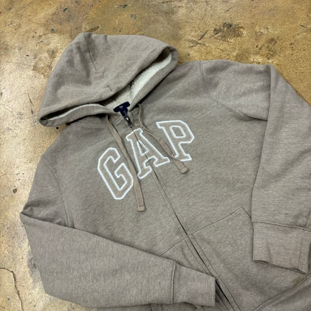 갭 베이지 브라운 양털 뽀글이 후드집업