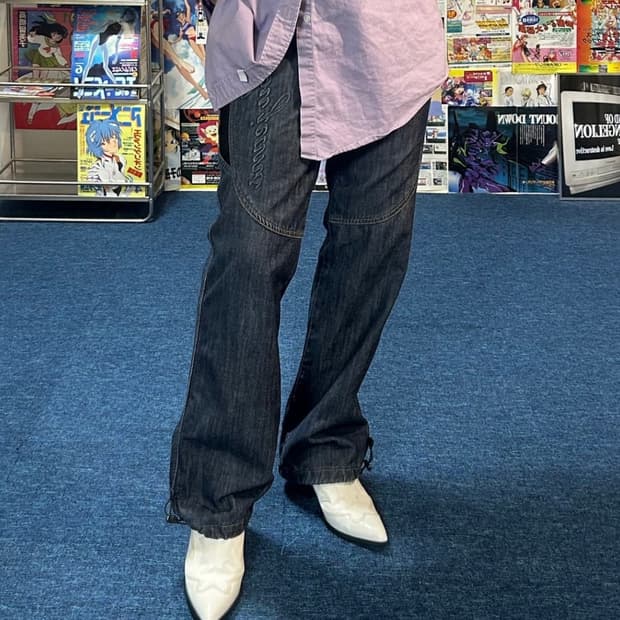 90‘s 올드스쿨 후부 Fubu 밴딩 데님 부츠컷 팬츠 y2k 갸루템