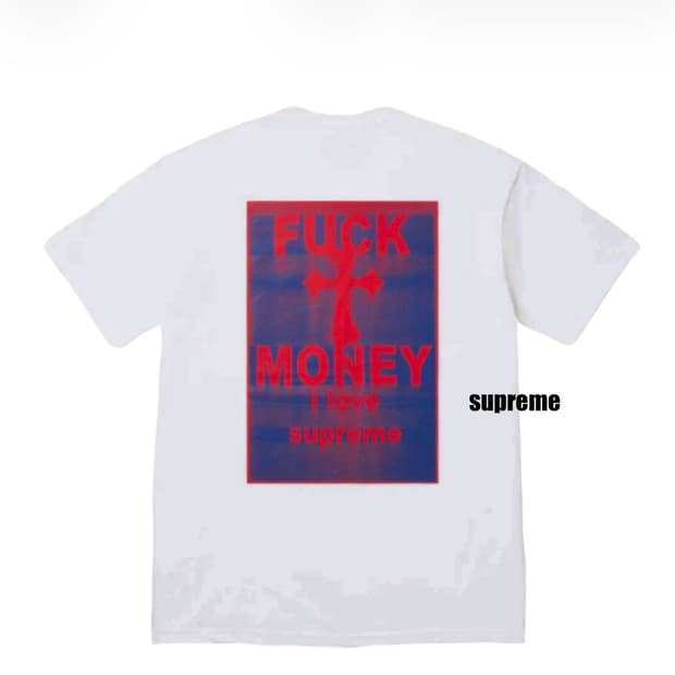 [L] 슈프림 퍽 머니 티셔츠 화이트 - 24FW