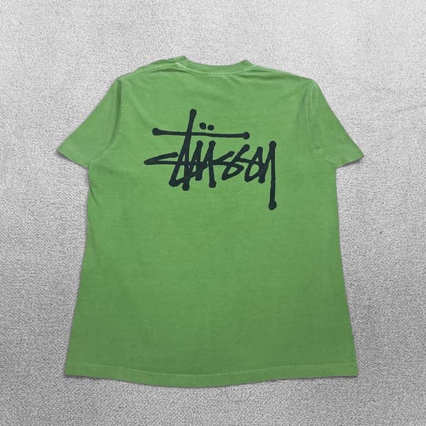 스투시 Stussy 베이직 로고 피그먼트 반팔티 그린