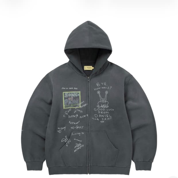 디스이즈네버댓 x 다니엘 존스턴 송즈 오브 페인 페이디드 집업 후드 오프