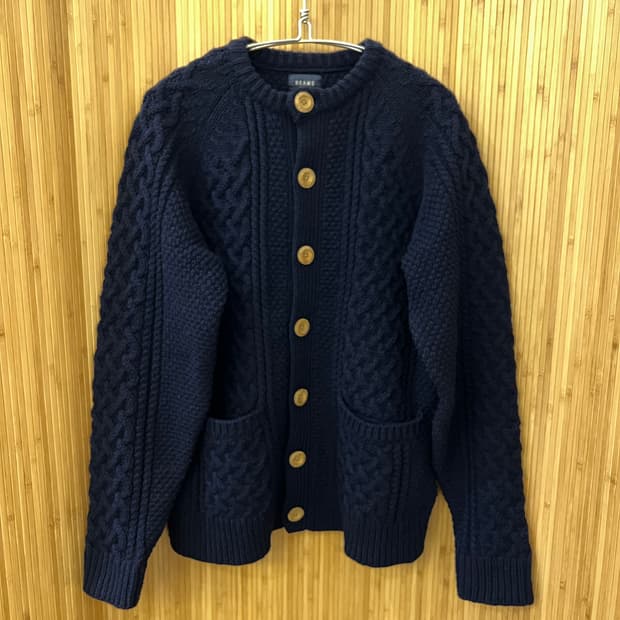 빔즈 BEAMS M사이즈 아란 니트 가디건 네이비