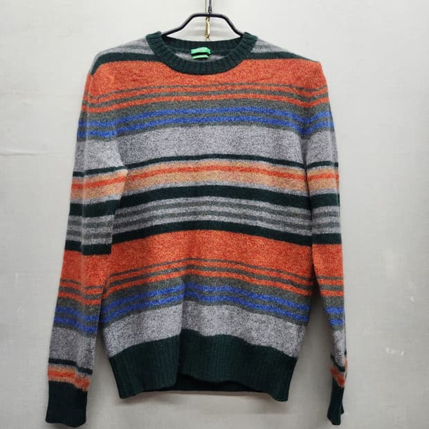 베네통 멀티컬러 스트라이프 니트(퓨어울) M(남여공용)