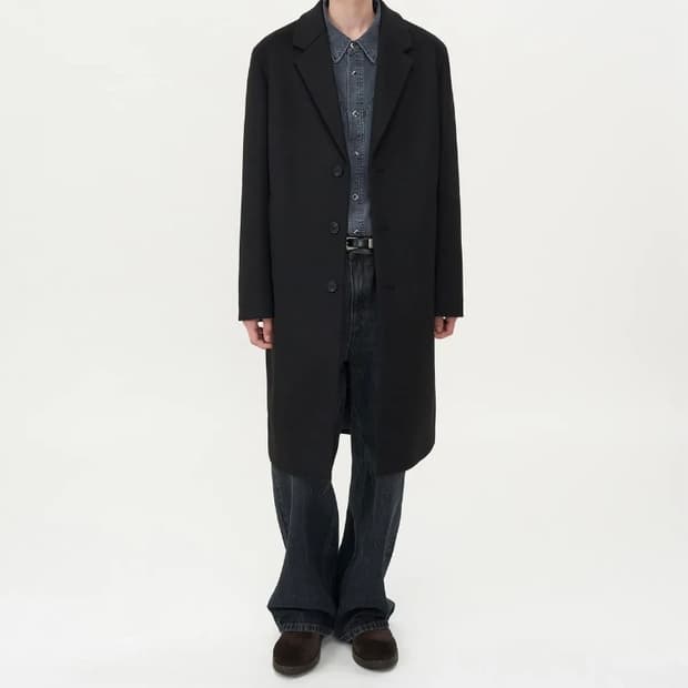 인사일런스 울 코트 M 블랙 울90% 캐시미어10%