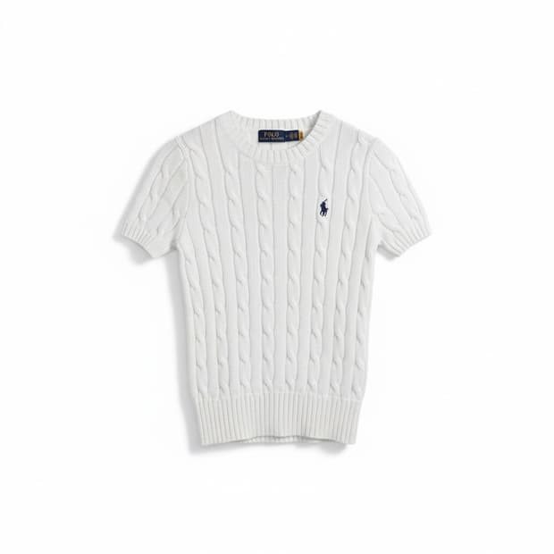 폴로 랄프로렌 케이블 반팔 니트 화이트 M