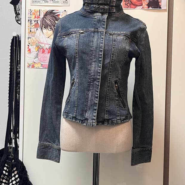 빈티지 워싱 크롭 청자켓