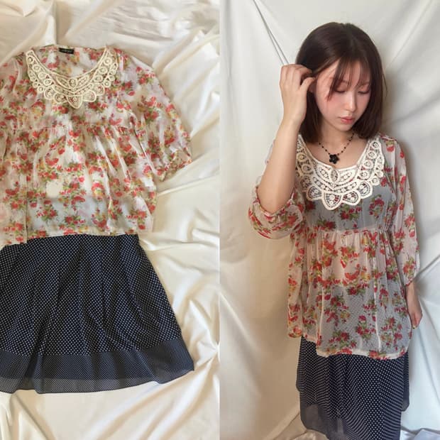 레이스 플라워 블라우스