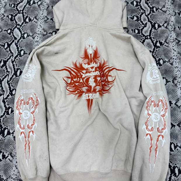 “Karma” Tribal&Cross Print Beige Hoo