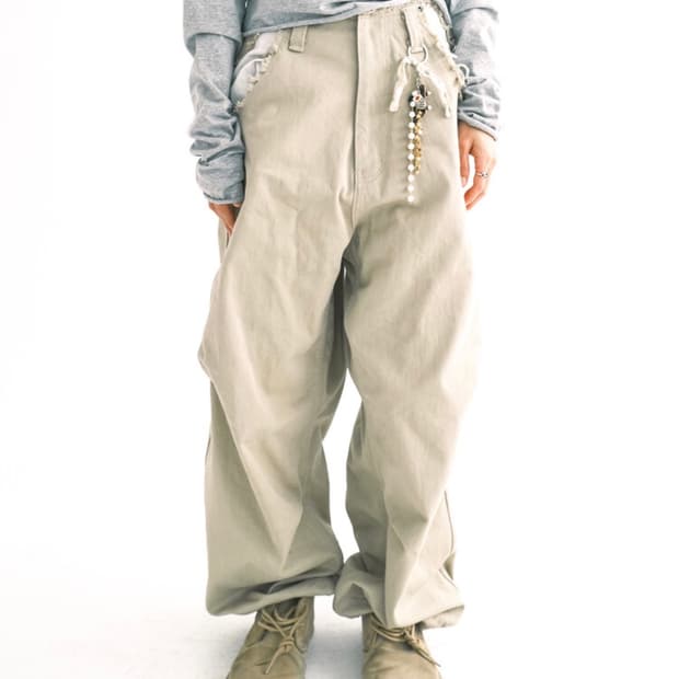 샵페어리 팬츠 cut-off cotton maxi pants 샌드베이지s