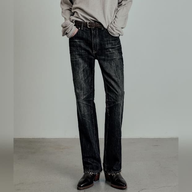 48) 엘무드 라몬즈 스트레이트 데님 블루블랙