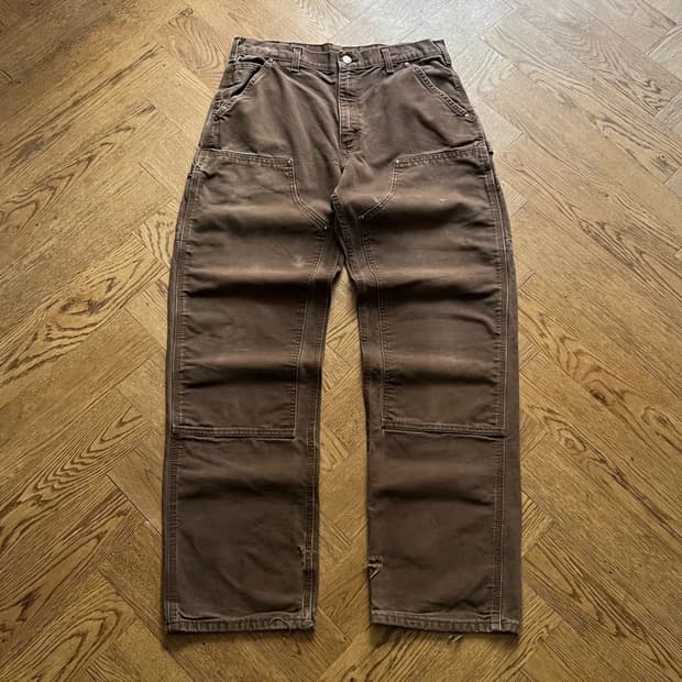 [32]칼하트 USA 덩가리핏 다크브라운 더블니 워크 팬츠