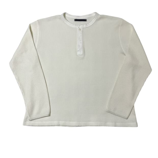 HTAE 90s Thermal Henley Neck Off-White 3