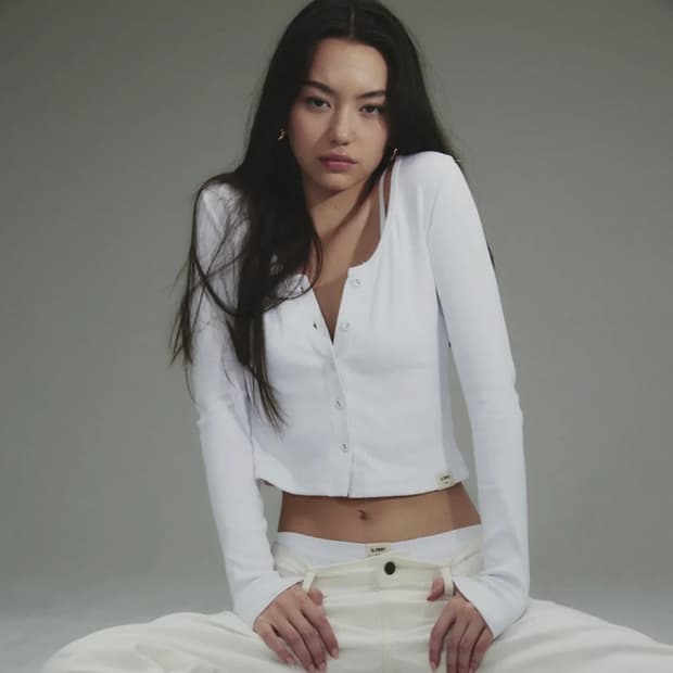 글로니 클래식 립 브이넥 가디건(G CLASSIC RIB V-NECK C